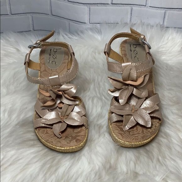 Born Gold Leather Slingback Espadrilles Sz 6 - Picture 2 of 6